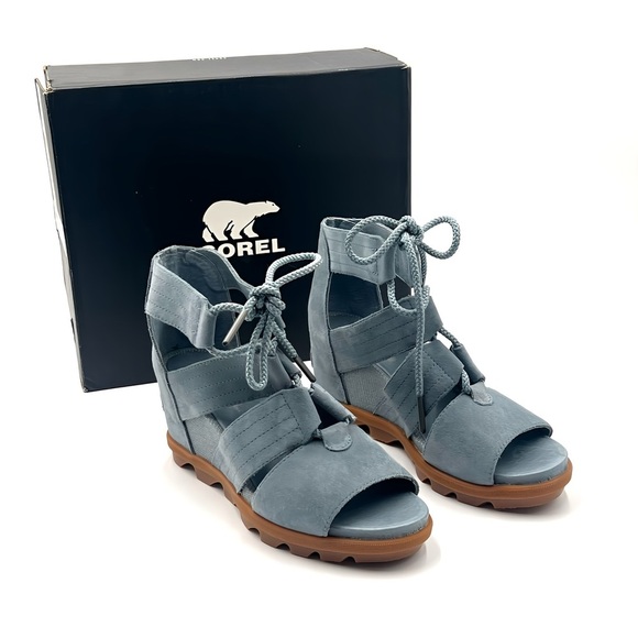 Sorel Shoes - Sorel Joanie Il Lace Webbing Wedge Sandals Blue Nubuck Leather Size 8 New In Box